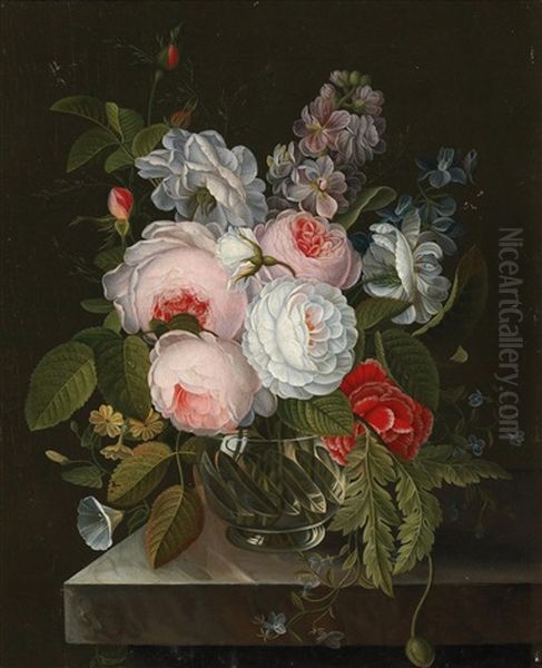 Still Life With Flowers Oil Painting by Johann Caspar Anton Dillenius