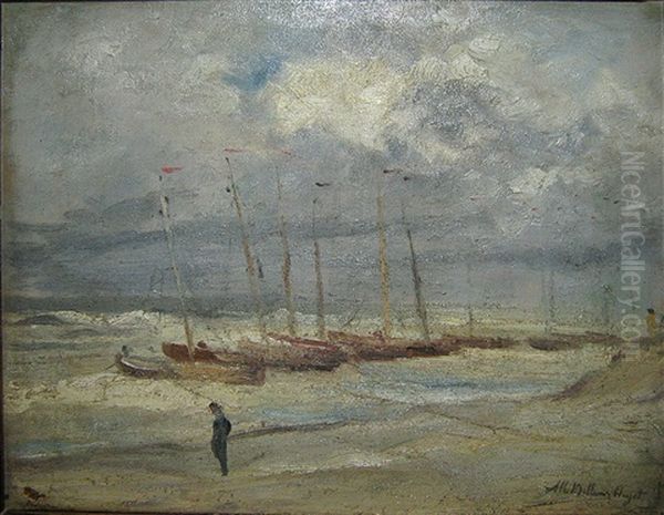 Storm Te Heyst Oil Painting by Adolf Alexander Dillens