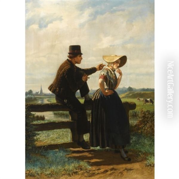 The Flirtation Oil Painting by Adolf Alexander Dillens