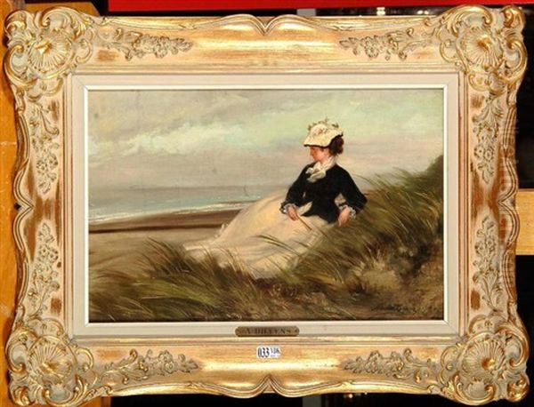 Elegante Allongee Dans Les Dunes Oil Painting by Albert (Albrecht) Dillens