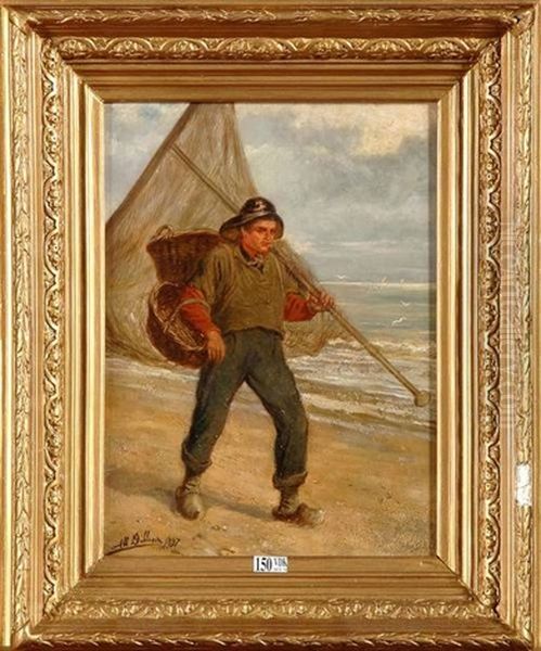 Le Retour Du Pecheur Oil Painting by Albert (Albrecht) Dillens