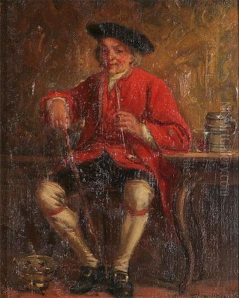 Fumeur De Pipe Oil Painting by Albert (Albrecht) Dillens