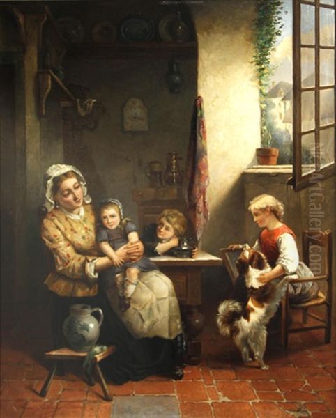 In The Kitchen Oil Painting by Hendrick Joseph Dillens