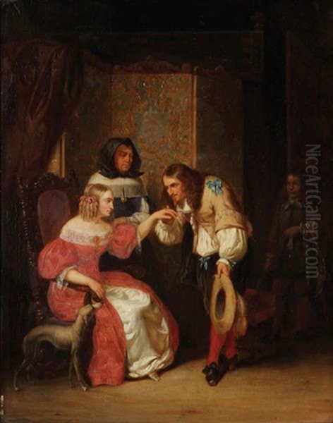 La Declaration D'amour Oil Painting by Hendrick Joseph Dillens