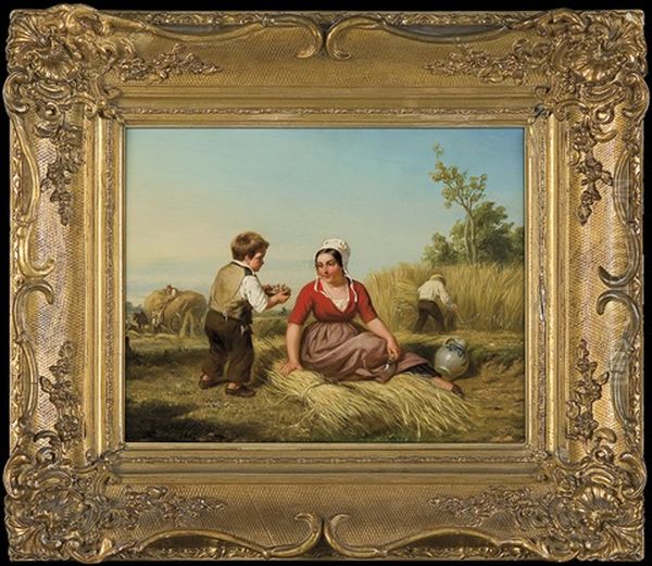 Chicks In The Nest Oil Painting by Hendrick Joseph Dillens