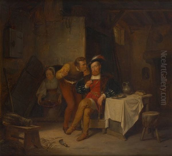 La Visite Du Gentilhomme Oil Painting by Hendrick Joseph Dillens