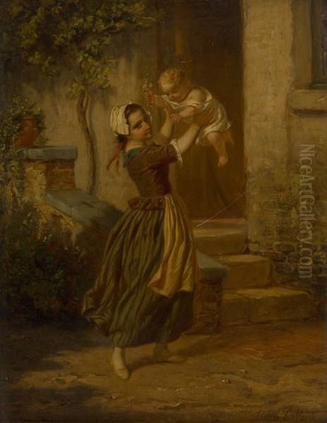 Jeux D'enfants Oil Painting by Hendrick Joseph Dillens