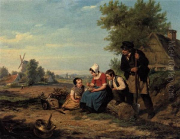 Bauerliche Familie Oil Painting by Hendrick Joseph Dillens