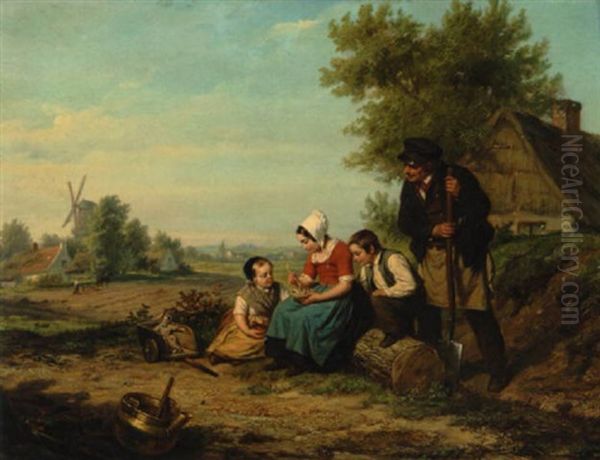 Bauerliche Familie Oil Painting by Hendrick Joseph Dillens