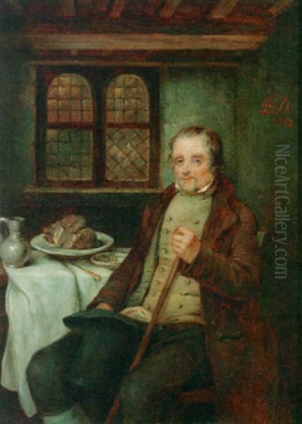 A Seated Man In An Interior Oil Painting by Hendrick Joseph Dillens