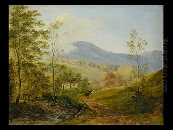 Hugelige Bachlandschaft Mit Vieh Oil Painting by Cantius Dillis