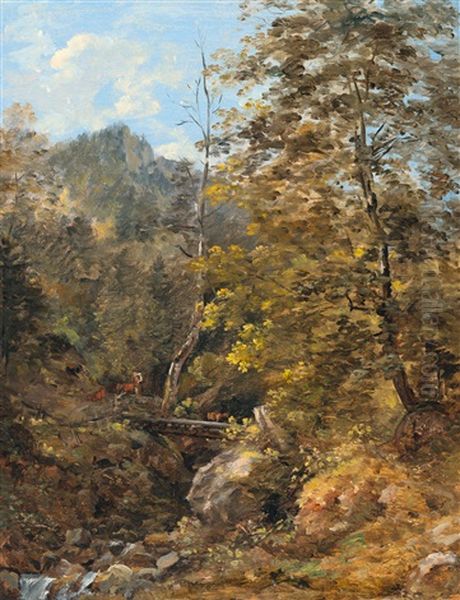 Wildbach Bei Ohlstadt Oil Painting by Georg Maximilian Johann Von Dillis