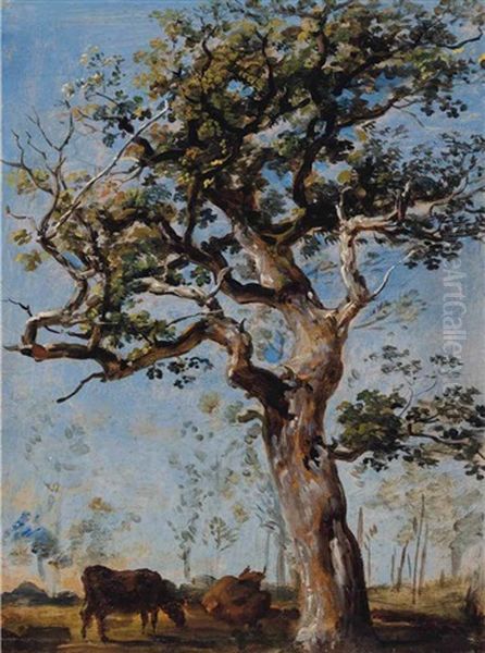 Oak Tree Oil Painting by Georg Maximilian Johann Von Dillis