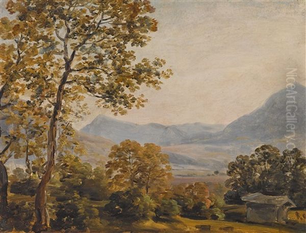 Landschaft Aus Dem Inntal Oil Painting by Georg Maximilian Johann Von Dillis