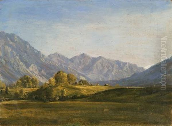 Bayerische Voralpenlandschaft Oil Painting by Georg Maximilian Johann Von Dillis