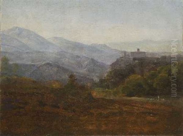 Blick Auf Eine Italienische Bergstadt Oil Painting by Georg Maximilian Johann Von Dillis