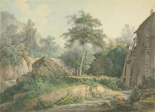 Die Weise Muhle Bei Lausanne In Wilder Landschaft Oil Painting by Georg Maximilian Johann Von Dillis