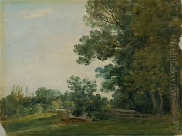 Studie Mit Steg Im Englischen Garten Oil Painting by Georg Maximilian Johann Von Dillis