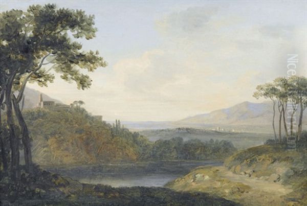 Sudliche Landschaft Mit Kloster Oil Painting by Georg Maximilian Johann Von Dillis