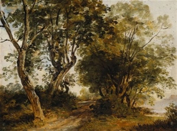 Waldweg Am Fluss Oil Painting by Georg Maximilian Johann Von Dillis