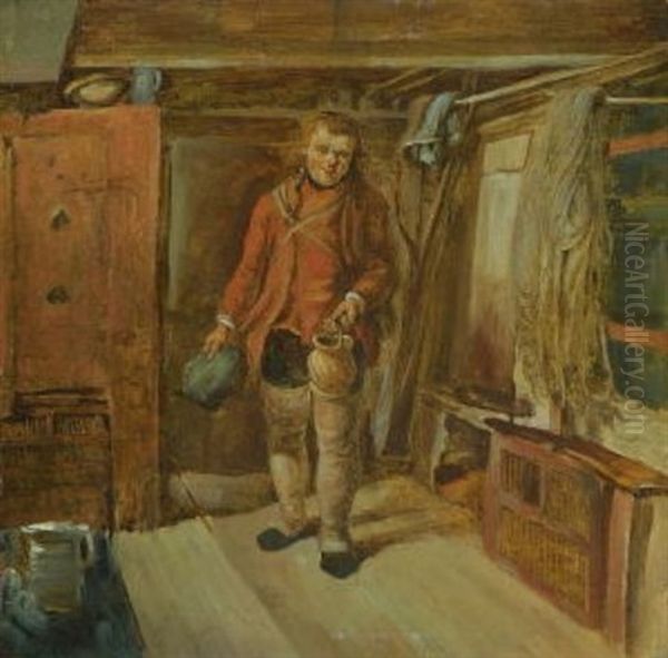 Ein Fischer In Seiner Stube Oil Painting by Georg Maximilian Johann Von Dillis