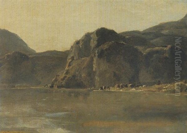 Der Kochelsee Gegen Den Felsenkeller Oil Painting by Georg Maximilian Johann Von Dillis