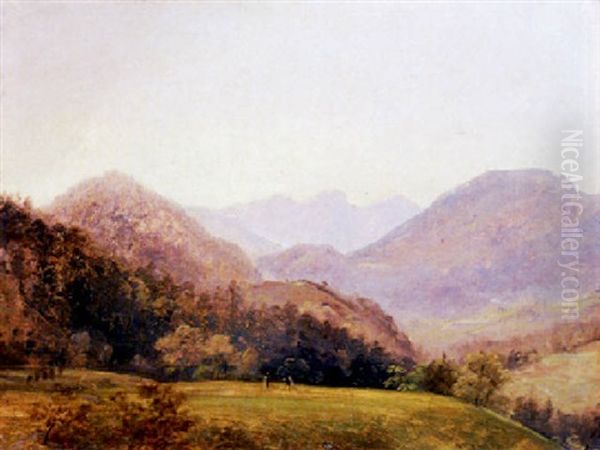 Gegend Bei Ruhpolding Gegen Die Loferer Steinberge Oil Painting by Georg Maximilian Johann Von Dillis