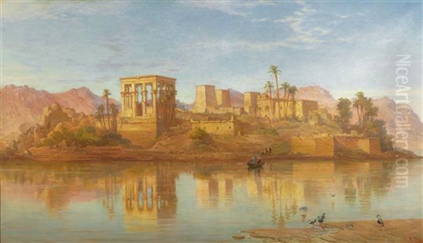 The Hypaethral Temple, Island Of Philae, Egypt Oil Painting by Frank Dillon