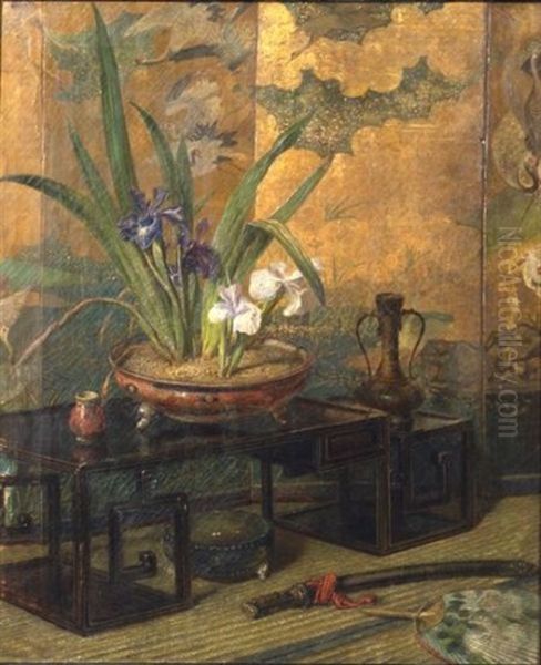 A Corner In A Japanese Curio Shop Oil Painting by Frank Dillon