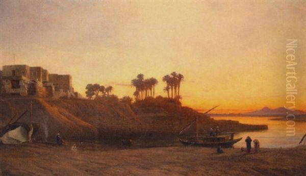 Figures On The Banks Of The Nile Oil Painting by Frank Dillon