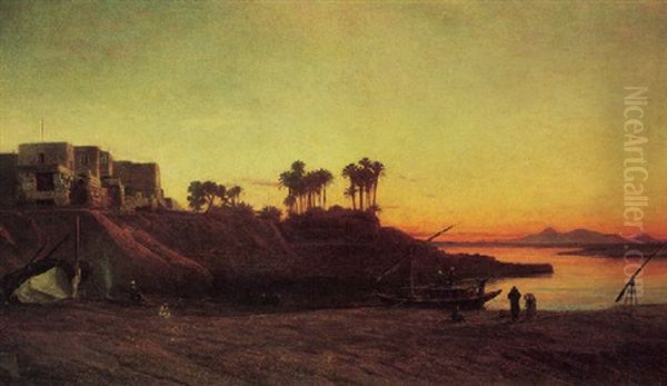 Figures On The Banks Of The Nile Oil Painting by Frank Dillon