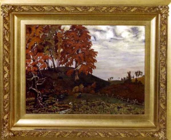 Self-portrait Of The Artist Seated In A Pastoral Landscape Oil Painting by John Dillon