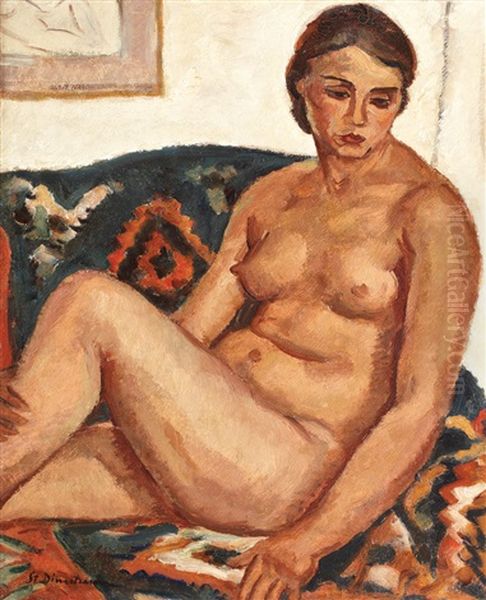 Nude On The Divan Oil Painting by Stefan Dimitrescu