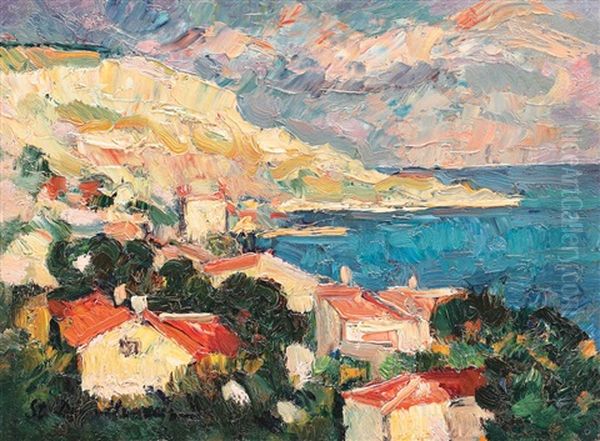 A Little Inlet At Balcik Oil Painting by Stefan Dimitrescu