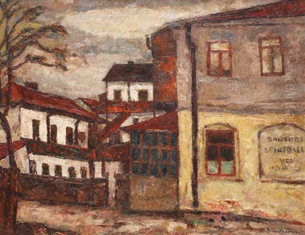 Inn From Targu Cucului Oil Painting by Stefan Dimitrescu