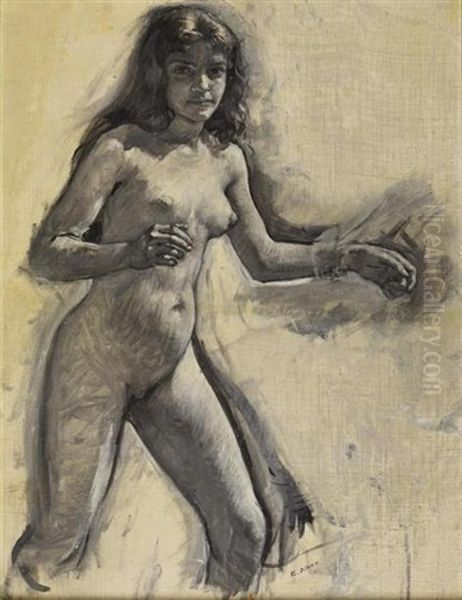 Jeune Fille Nue Oil Painting by Alphonse Etienne Dinet