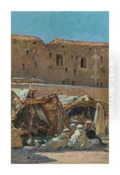 Le Marche De Brezina, Algerie Oil Painting by Alphonse Etienne Dinet