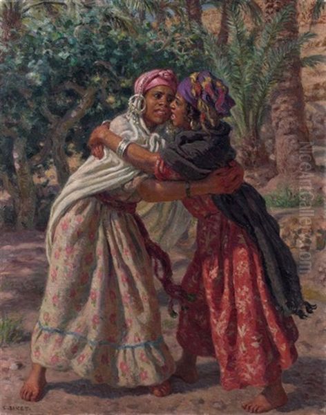 La Lutte Des Fillettes Oil Painting by Alphonse Etienne Dinet