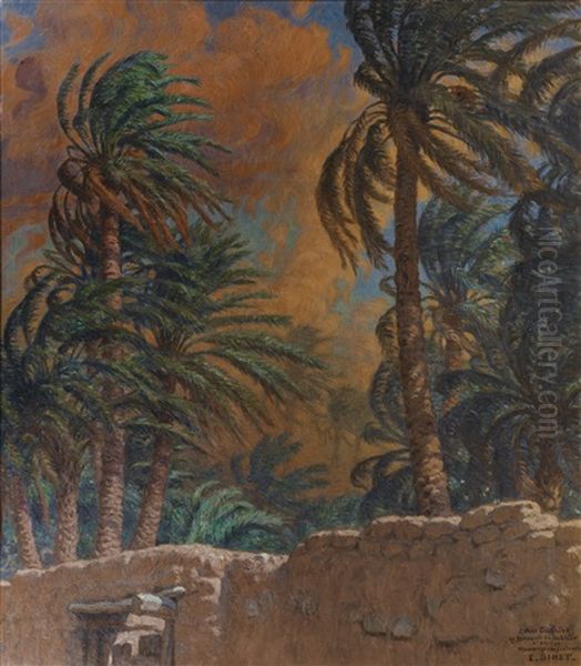 Le Sirocco, Ou Coup De Vent Dans L'oasis De Bou-saada Oil Painting by Alphonse Etienne Dinet