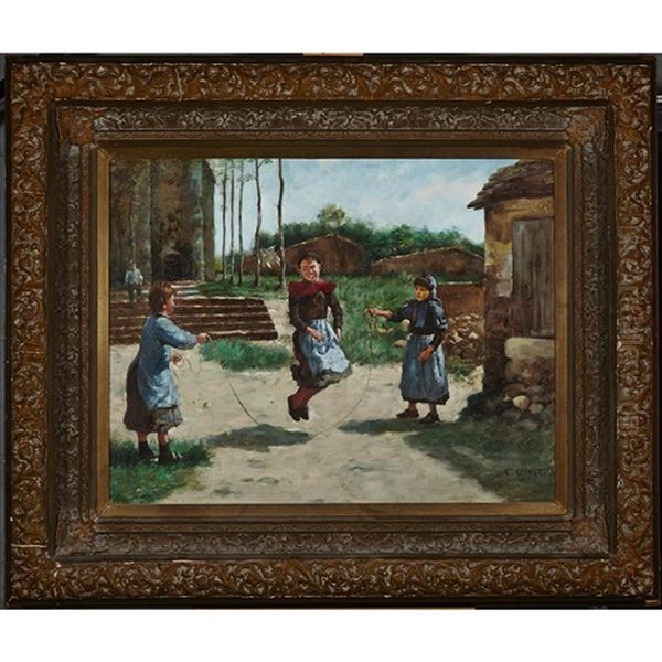 Young Girls Skipping Rope Oil Painting by Alphonse Etienne Dinet