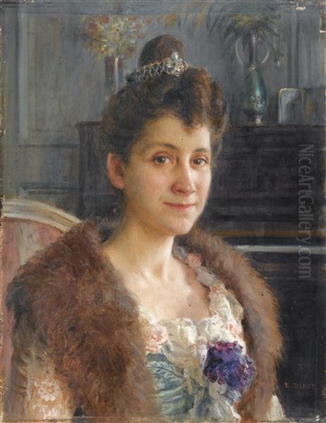 Portrait De Mme C., Soeur De L'artiste Oil Painting by Alphonse Etienne Dinet