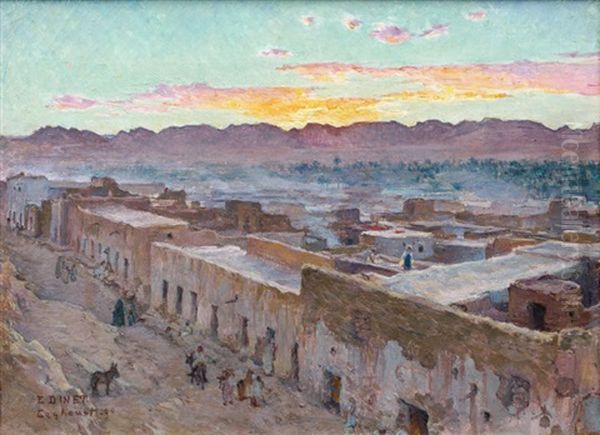 Coucher De Soleil, Laghouat Oil Painting by Alphonse Etienne Dinet