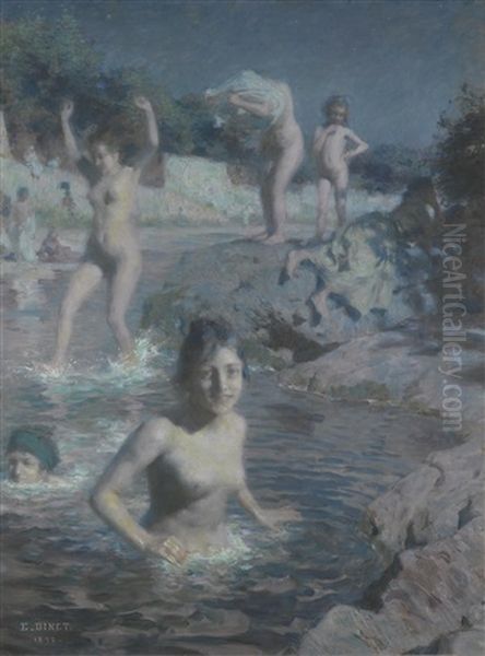 Les Baigneuses Oil Painting by Alphonse Etienne Dinet