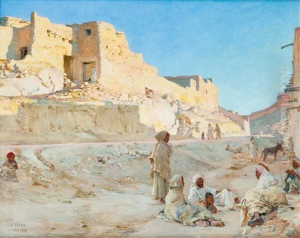 Repos Dans Une Rue De Bou Saada Oil Painting by Alphonse Etienne Dinet