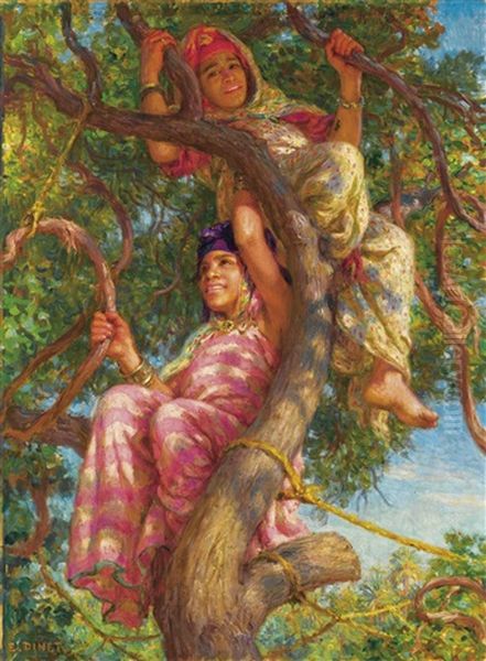 Adolescentes Dans Un Arbre Oil Painting by Alphonse Etienne Dinet