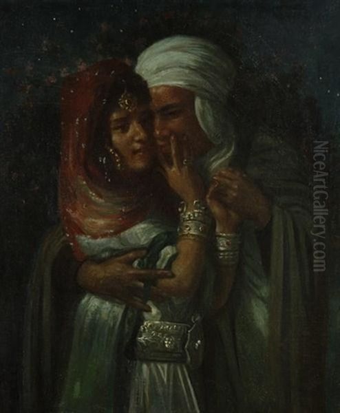 Legende Arabe, Esclave D'amour, Lumiere Des Yeux Oil Painting by Alphonse Etienne Dinet