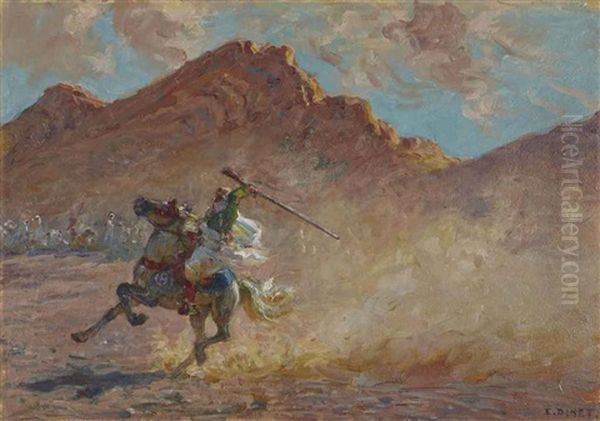 Jeune Cavalier Au Fusil Ou La Fantasia Oil Painting by Alphonse Etienne Dinet