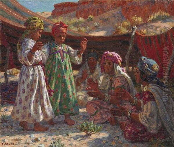 Fillettes Dansant Oil Painting by Alphonse Etienne Dinet