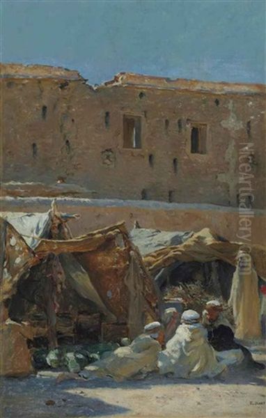 Le Marche De Brezina, Algerie Oil Painting by Alphonse Etienne Dinet