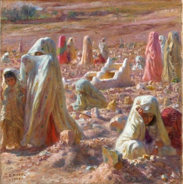 Femmes Arabes Au Cimetiere Oil Painting by Alphonse Etienne Dinet